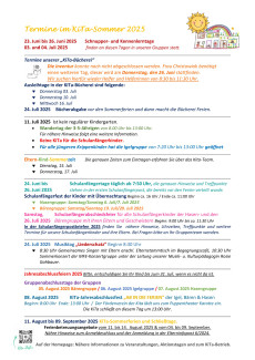 Termine Kita-Sommer 2025
