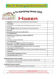 Packliste Hasengruppe