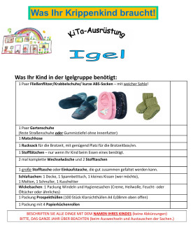 Packliste Igelgruppe
