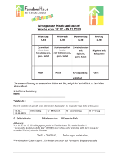 Mittagessen 12.12. - 15.12.2023