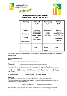 Mittagessen vom 4.10.-8.10.2023
