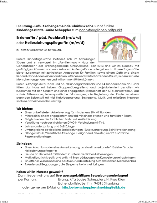 Stellenbeschreibung KiTa