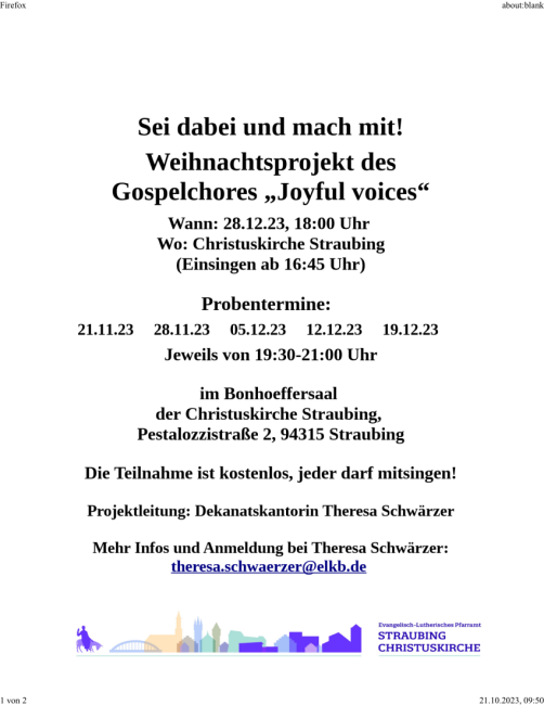 Weinachtsplakat "Joyfull voices"